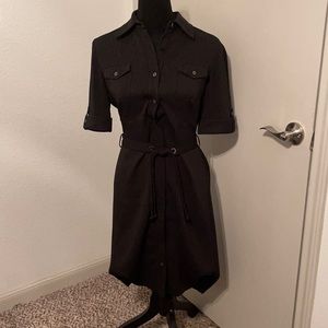Versatile Tahari Button Down Long Dress With Foldable Collar